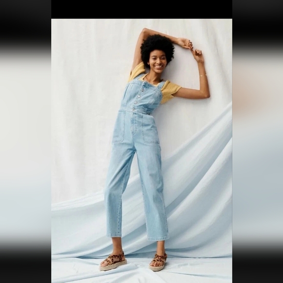 Madewell Pants - Madewell Denim Stitched Strap Jumpsuit Size 0 Light Wash